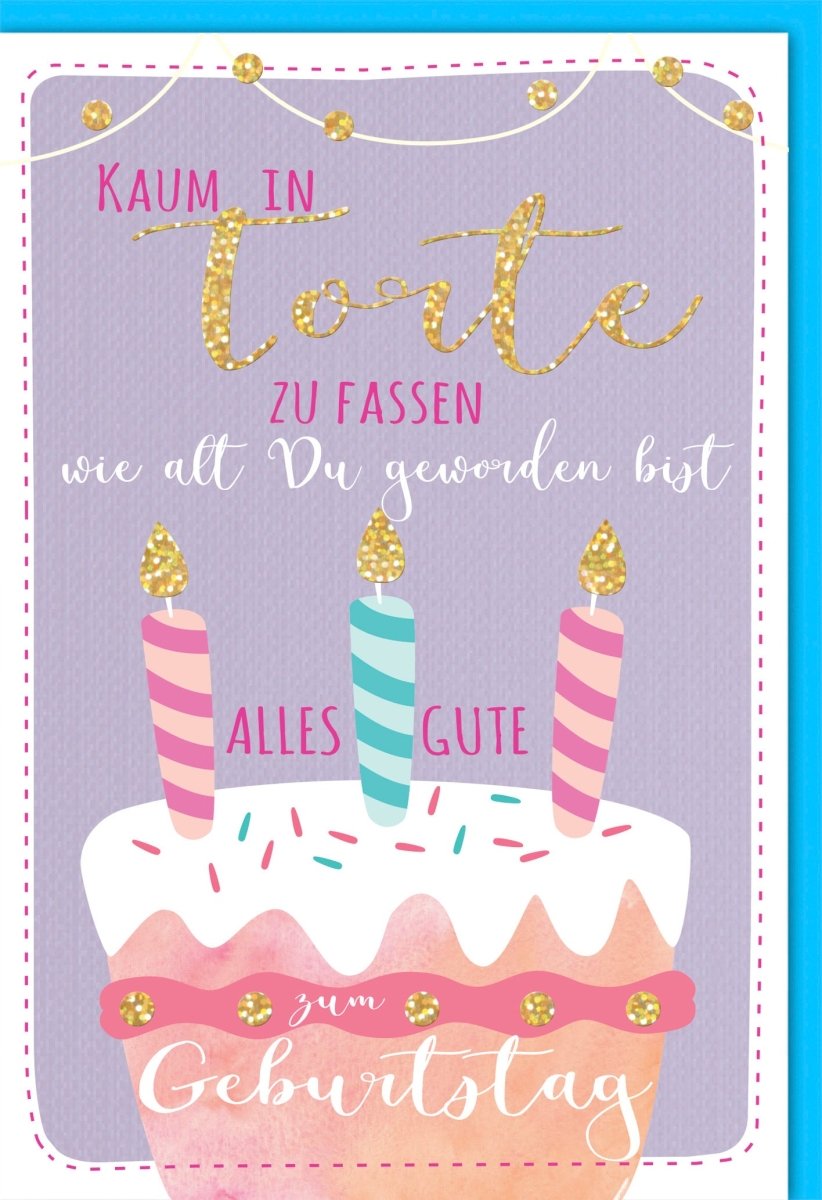 Geburtstagskarte mit Humor: Lustige Doppelkarte mit Torte, Kerzen & Spruch - Bunte Gratulationskarte für Geburtstagsfeier Deko