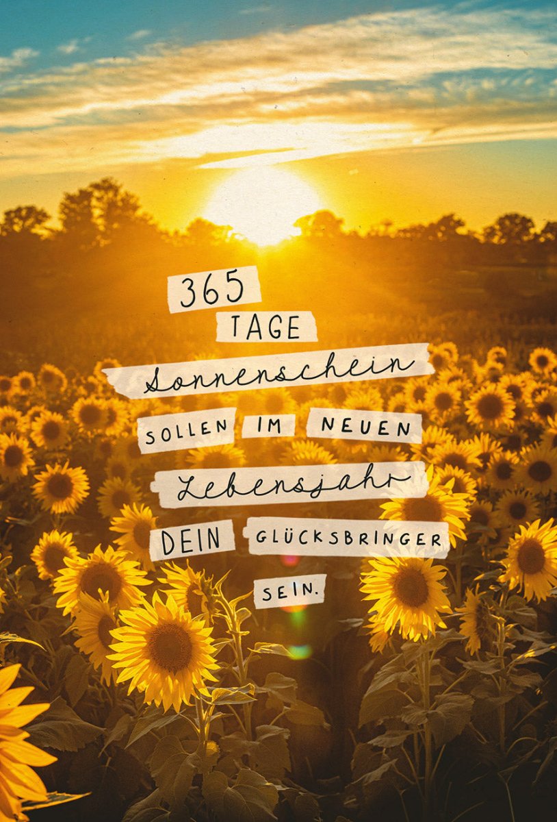 Geburtstagskarte mit Sonnenblumen - Feld Motiv – Öko - Recycling Papier – Sonnenaufgang & Natur Glückwünsche