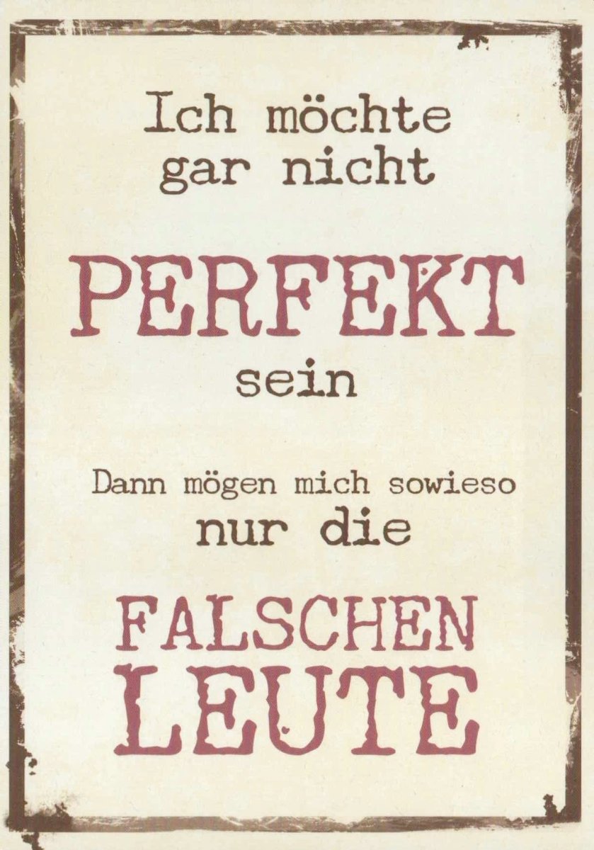 Geburtstagskarte mit Spruch: "Perfekt ist langweilig" - Motivations - Postkarte mit Weisheit, Retro Vintage Design in Braun Beige, Ironisches Zitat über Charakter und Selbstakzeptanz, A6