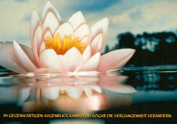 Geburtstagskarte mit Weisheitssprüchen - Seerose & Wasser Design, Besinnliche Postkarte über Moment, Gegenwart & Veränderung, Naturmotiv für Ruhe und Entspannung - Reflection Lotus, 1 Stück