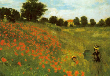 Geburtstagskarte - Monet Coquelicots Kunstkarte, Impressionismus Blumen Landschaft Gemälde, Klassische Malerei Natur Sommer Feld Spaziergang, Rot Grün Vintage Dekorative Sammelobjekt, Kultur Geschenk