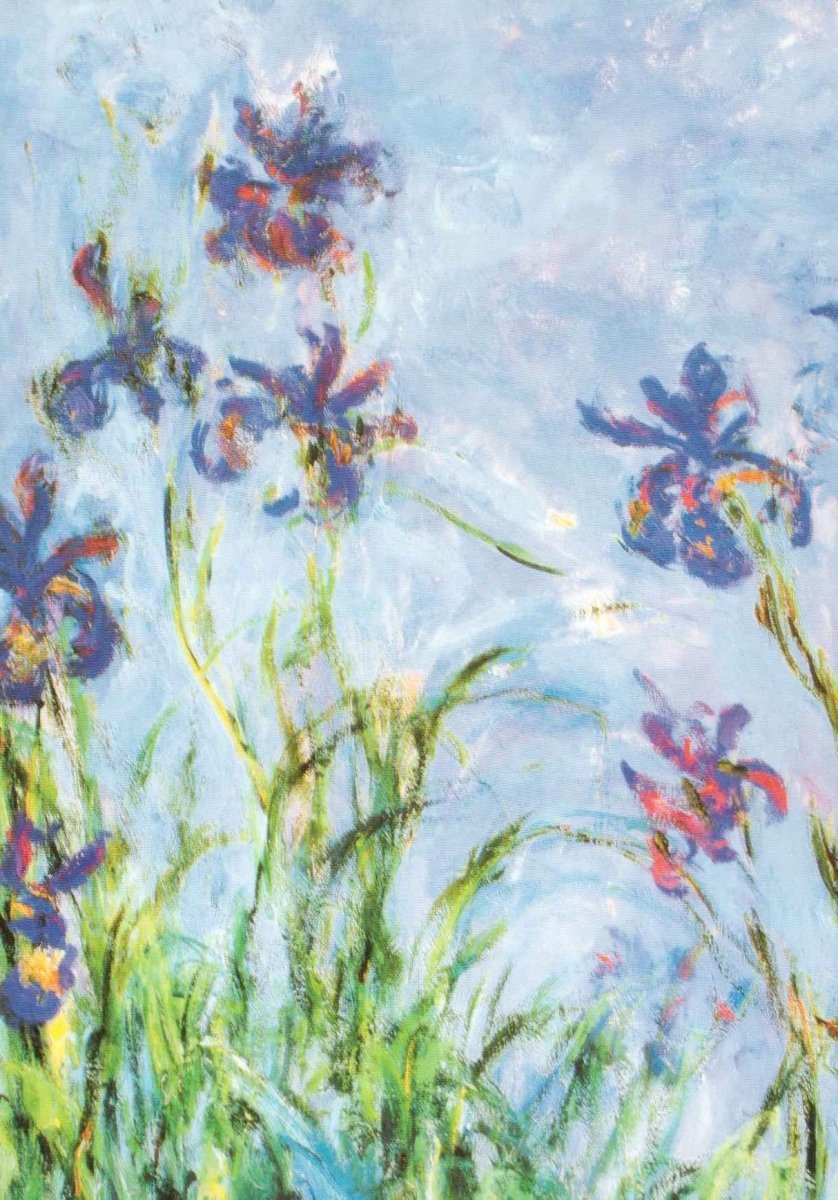 Geburtstagskarte Monet Impressionismus - Kunstvolle Blumen Gemälde Postkarte, Blanko Vintage Kunstdruck, Klassische Malerei Natur in Blau & Grün, Sammlerstück 1914 - 1917 Dekor, 1 Stück