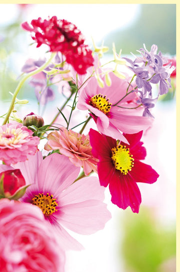 Geburtstagskarte & Muttertagsgruß - Elegante Doppelkarte mit Blumenstrauß - Motiv, Rosa Pink Floral Design, Natur Fotogruß für Frauen und Mädchen, Glückwunsch & Dankeschön, Frühlings - und Sommerthema