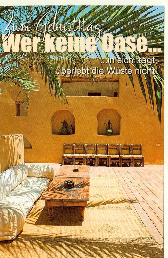 Geburtstagskarte Oase Wüse Pause