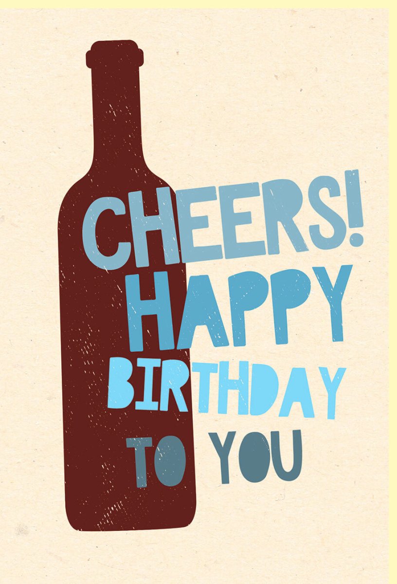 Geburtstagskarte - Öko - Freundliche Doppelkarte "Happy Birthday Cheers" in Beige, Blau & Braun, Schriftkarte aus Zuckerrohrpapier für Erwachsene, Familie & Freunde - Nachhaltige Glückwunschkarte