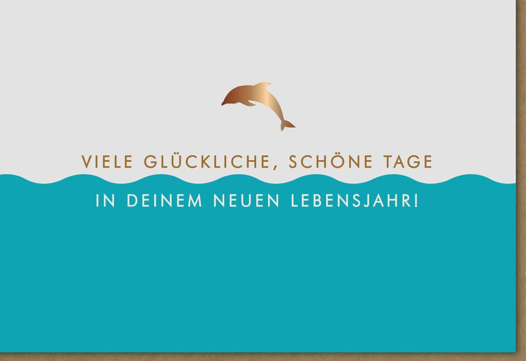 Geburtstagskarte "Ozeanische Glückswellen" - Doppelkarte mit Delphin & Meerestieren, Blau/Beige, Umweltfreundlich für Erwachsene & Jugendliche, Natur Meer Harmonie Design, Nachhaltige Gratulationskarte für Geburtstag & Jubiläum