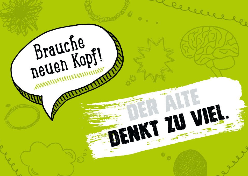 Geburtstagskarte Postkarte mit Sprüchen - Humorvolle Witzige Grüße, Gelb - Grün Design, Kreatives Geschenk zum Nachdenken & Entspannen