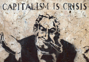 Geburtstagskarte Streetart - Design: Graffiti Kunstpostkarte mit politischer Botschaft im Banksy - Stil, Urban Art Sammlerstück, zeitgenössische Wandkunst, Kapitalismus & Sozialkritik – Einzigartige Protestkarte