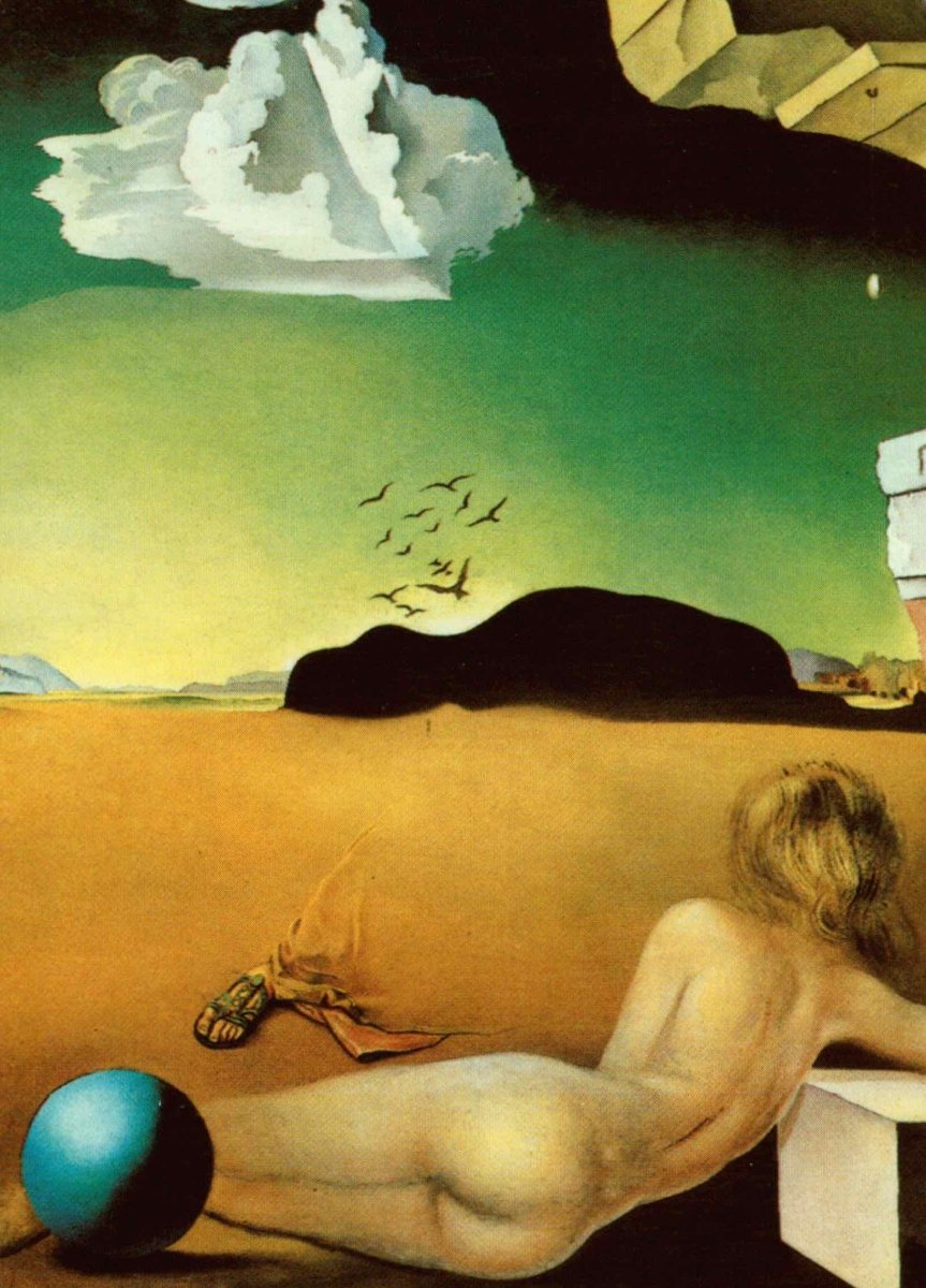 Geburtstagskarte Surrealismus - Salvador Dali Wüsten - Traumlandschaft, Kunstpostkarte mit Ölgemälde, Berühmter Künstler, Surreale Szene