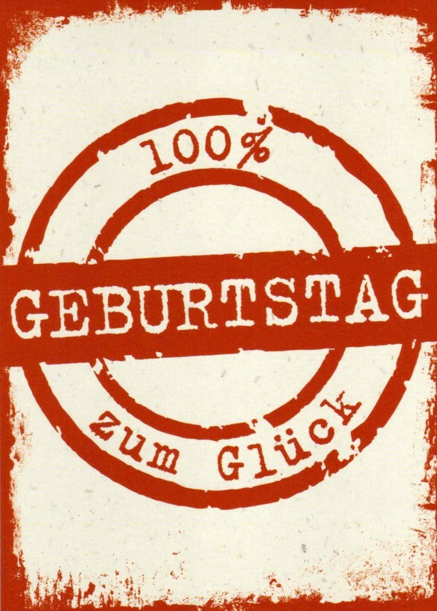 Geburtstagskarte – Vintage Glückwunschpostkarte mit Rotem Stempel, Retro Geburtstagssiegel für Jubiläum & Feier