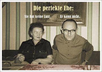 Geburtstagskarte - Witzige Retro Postkarte für Paare mit ironischem Ehe - Spruch, Vintage Humor Geschenkkarte