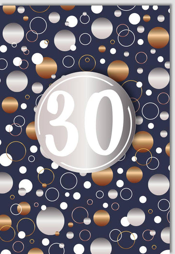 Geburtstagskarte zum 30. Jubiläum - Elegante Glückwunschkarte für den Dreißigsten, Modernes Business Design mit Stilvollen Kreis - Applikationen, Schlichte Festliche Gratulationskarte