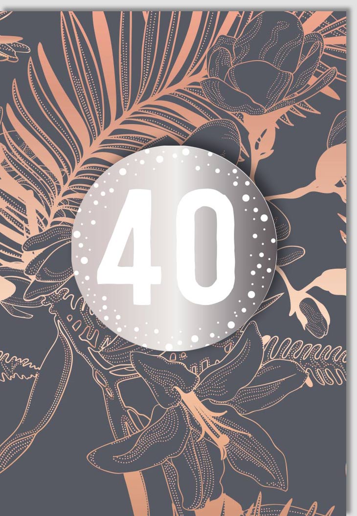 Geburtstagskarte zum 40. - Elegante Doppelkarte mit Silber Applikation, Festliches Design für Runden Geburtstag, Moderne Glückwunschkarte mit Zahlen, Business Feier Dekoration