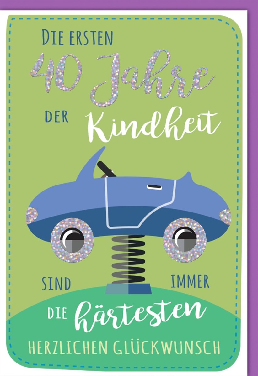 Geburtstagskarte zum 40. Jubiläum - Witziges Retro Auto Design, Vintage Humor, Glückwunsch & Spaß Gratulation