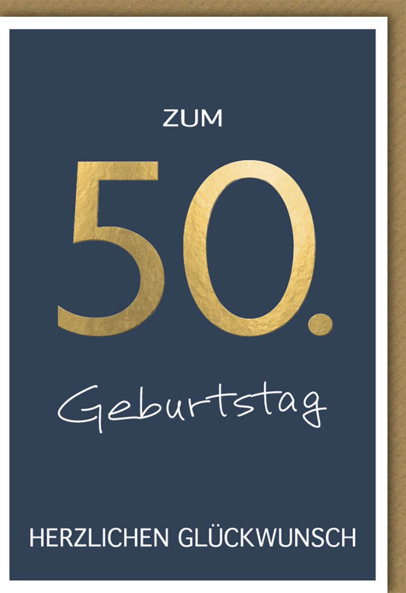Geburtstagskarte zum 50. Jubiläum - Elegante Glückwunschkarte für den Fünfzigsten Geburtstag, Stilvolle Gratulation mit Goldener Schrift, Perfekt für Festlichkeiten und Jubilare