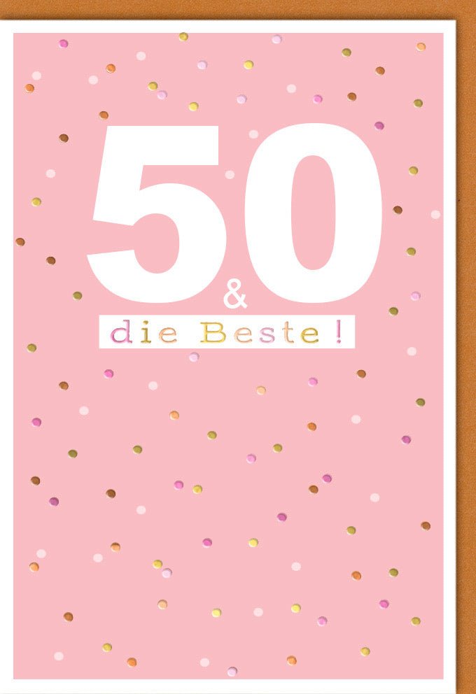 Geburtstagskarte zum 50. Jubiläum - Elegante Glückwunschkarte für den Fünfzigsten Geburtstag, Stilvolle Gratulation mit Goldener Schrift, Perfekt für Festlichkeiten und Jubilare