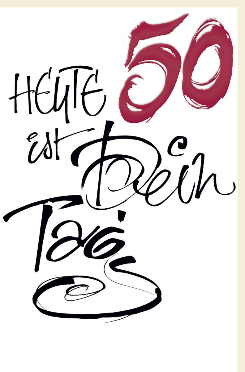 Geburtstagskarte zum 50. Jubiläum - Elegante Glückwunschkarte mit Festlicher Kalligraphie, Dekorative Geschenkkarte für Feier, Jubiläumszahl Design