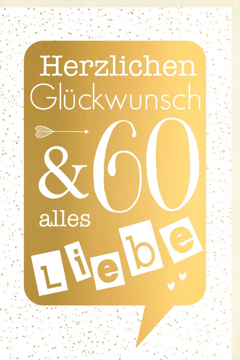 Geburtstagskarte zum 60.: Elegante Glückwunsch - Doppelkarte, Goldener Schriftzug, Festlich für Jubiläum & Feier