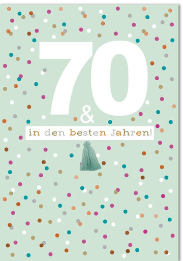 Geburtstagskarte zum 70. - A4 XXL Maxi Glückwunschkarte für Runden Geburtstag, Spruchkarte mit Bunten Punkten, Ideale Jubiläumsfeier Karte, Große Siebzigster Geburtstagskarte