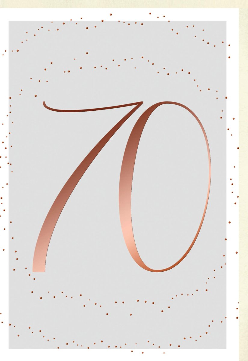 Geburtstagskarte zum 70. - Elegante Doppelkarte mit Goldenen Akzenten, Schlichte Jubiläums - Zahlenkarte, Festliche Glückwunschkarte