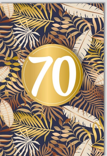 Geburtstagskarte zum 70. Jubiläum - Elegante Doppelkarte mit Goldenen Zweigen, Luxus Vintage Design für Runden Geburtstag & Feier Dekoration