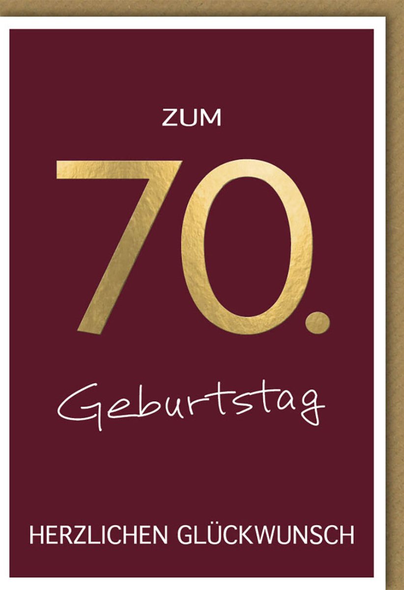 Geburtstagskarte zum 70. Jubiläum - Elegante Doppelkarte mit Goldener Schrift, Klassische Glückwunschkarte für den Siebzigsten Geburtstag, Feierliche Gratulationskarte