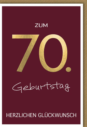 Geburtstagskarte zum 70. Jubiläum - Elegante Doppelkarte mit Goldener Schrift, Klassische Glückwunschkarte für den Siebzigsten Geburtstag, Feierliche Gratulationskarte