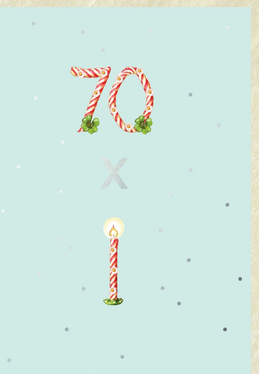 Geburtstagskarte zum 70. Jubiläum - Glückwunsch Kerze & Festliche Deko, Zahlenkarte für Senioren, Gruß zum Siebzigsten