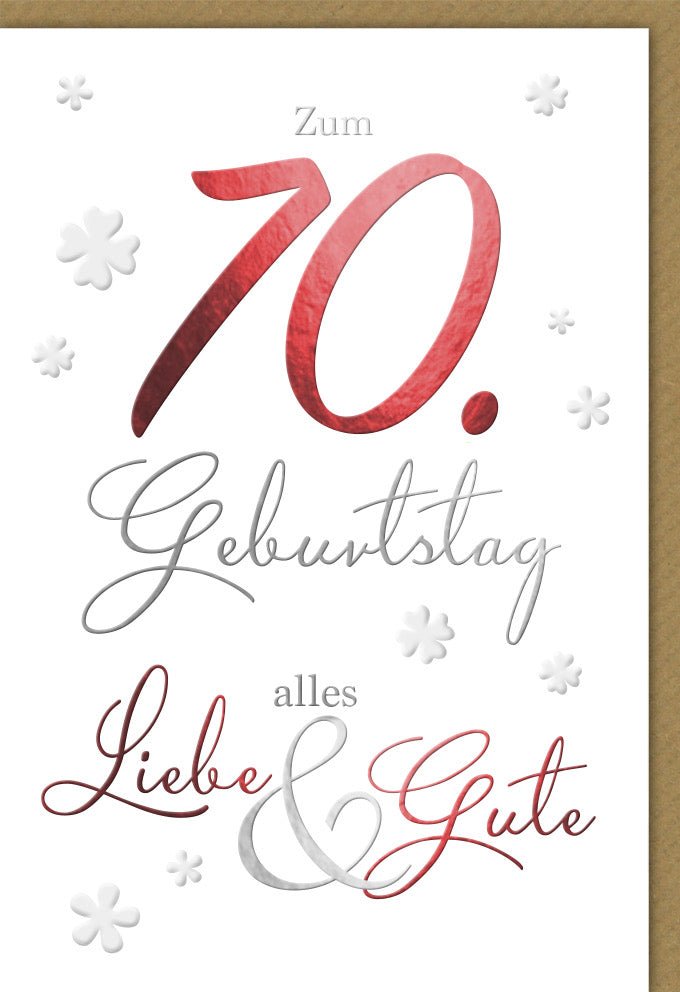 Geburtstagskarte zum 70. Jubiläum - Herzliche Glückwünsche und Liebevolle Sprüche für den Siebzigsten, Festliche Doppelkarte für Geburtstagsfeier und Gratulation