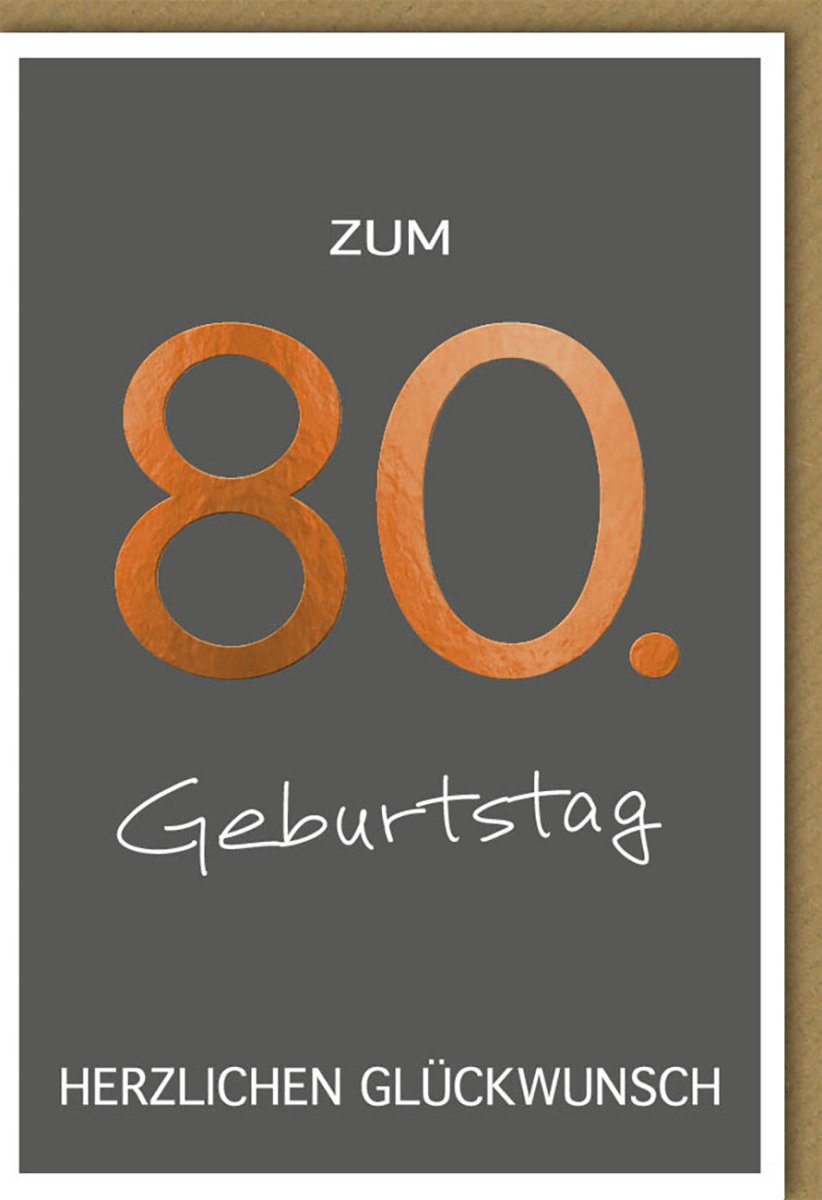 Geburtstagskarte zum 80. Jubiläum - Elegante Glückwunschkarte für Achtzigsten Geburtstag, Stilvolles Design für Senior Jubilar, Hochwertige Doppelkarte mit Festlichem Motiv zur Feierlichkeit