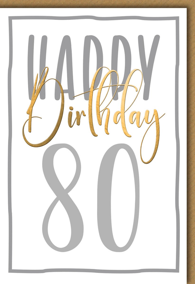 Geburtstagskarte zum 80. Jubiläum - Elegante Glückwunschkarte für den Achtzigsten, Klassisches Design mit Goldener Schrift, Schlicht & Edel für Senioren, Familie & Freunde auf Beigem Hintergrund
