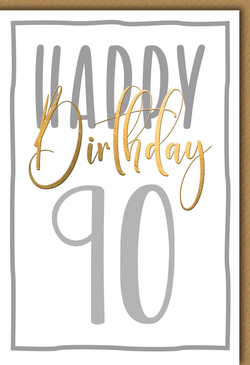 Geburtstagskarte zum 90. Jubiläum - Elegante Glückwunschkarte, Hochwertig mit Gold - & Silberprägung, Geschäftlich & Festlich