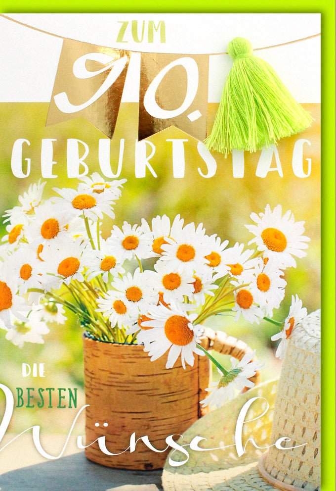 Geburtstagskarte zum 90. Jubiläum: Elegante Vintage Doppelkarte mit Blumenmotiv - Stilvolle Glückwünsche & Dekoration für Senioren, Festliche Gratulationskarte, Ideales Geburtstagsgeschenk