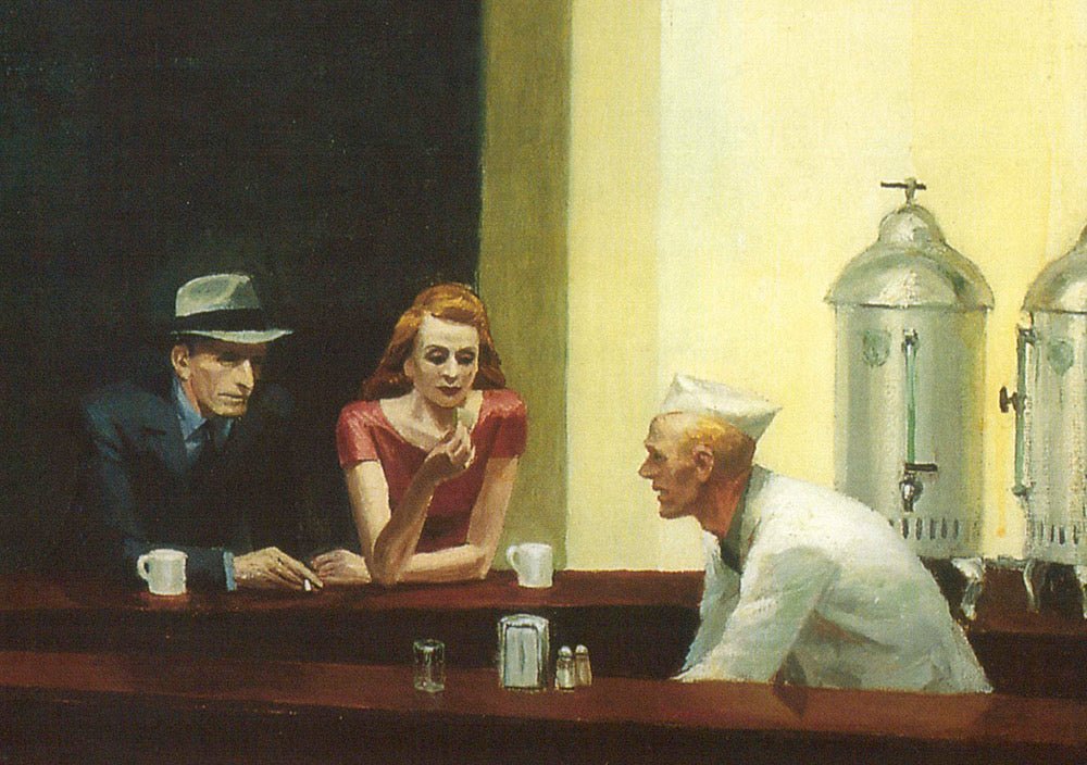 Geburtstagskarte/Kunstkarte – Edward Hopper "Nachtschwärmer" – Hochwertige Blanko - Postkarte mit Diner - Motiv, Amerikanisches Nachtleben der 1930er, Realismus - Kunst, Bar & Café Innenraum - Beleuchtung, Stille und Isolation Atmosphäre