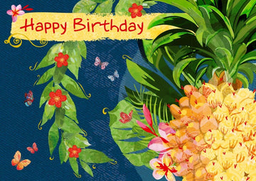 Geburtstagspostkarte Ananas Happy Birthday
