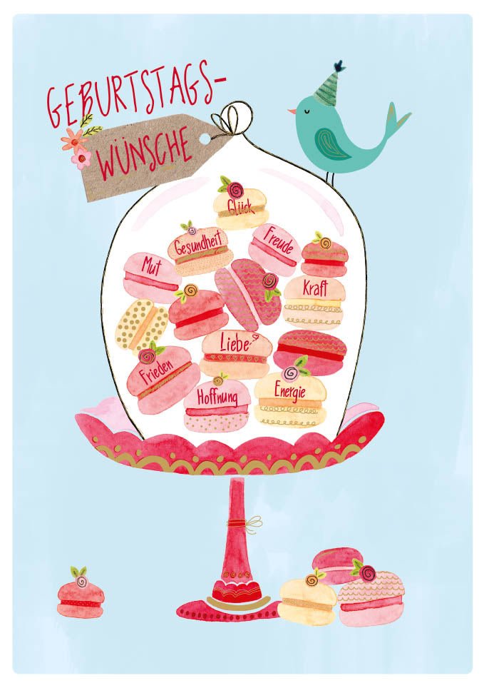 Geburtstagspostkarte Geburtstagswünsche Mut, Gesundheit, Glück