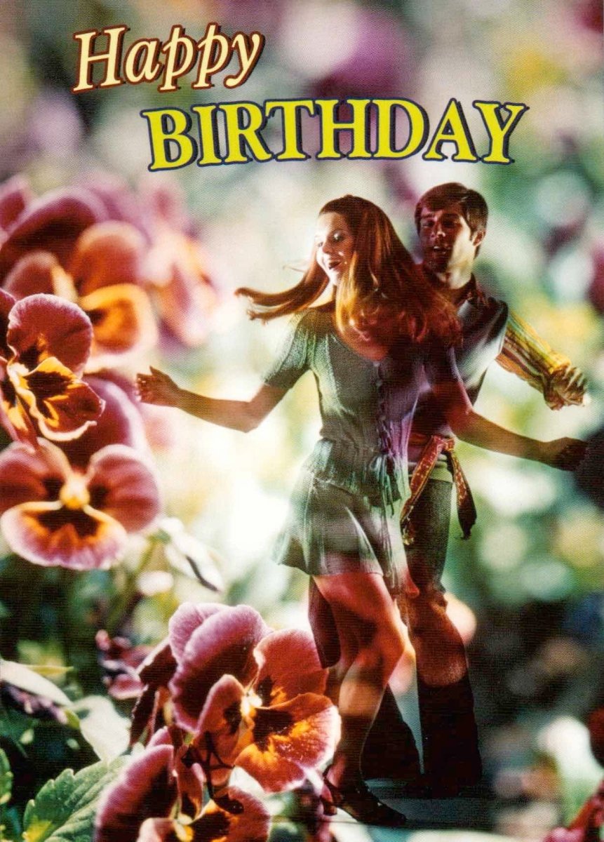 Geburtstagspostkarte Mann und Frau tanzen: Happy Birthday
