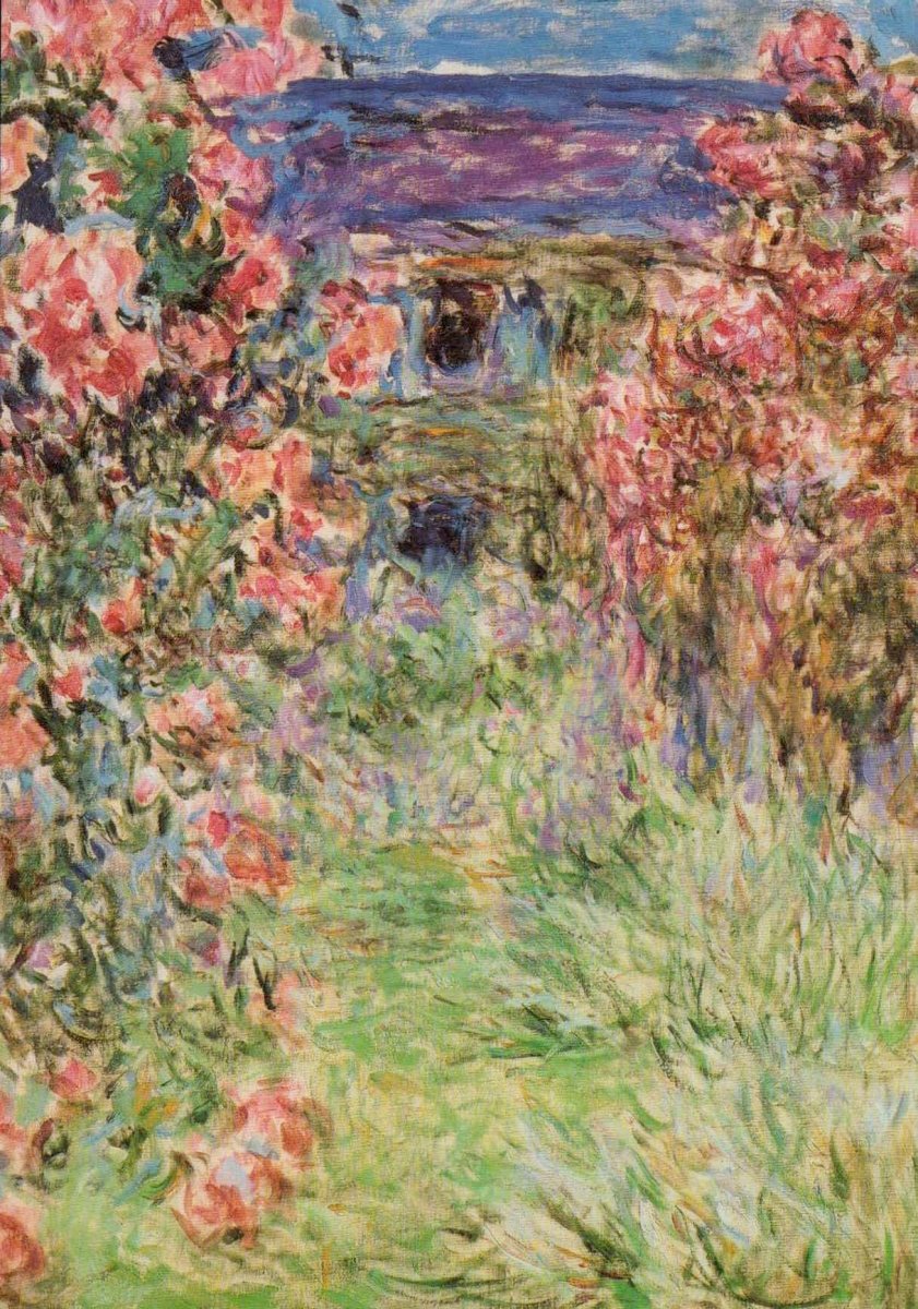 Geburtstagspostkarte - Monet's Garten Blumen Kunst, Impressionistische Malerei 1920, Vintage Blanko Sammlerstück, Natur Landschaft Deko Geschenk