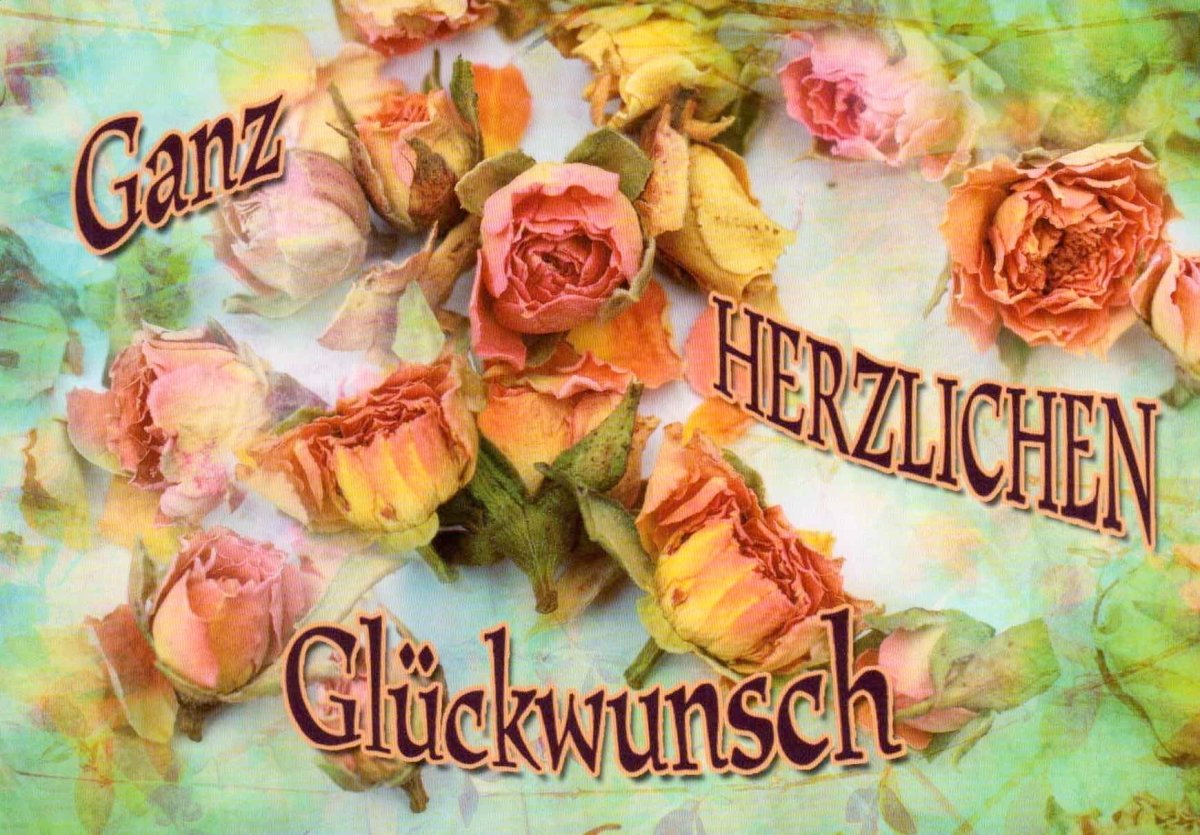 Geburtstagspostkarte Rosen: Ganz herzlichen Glückwunsch