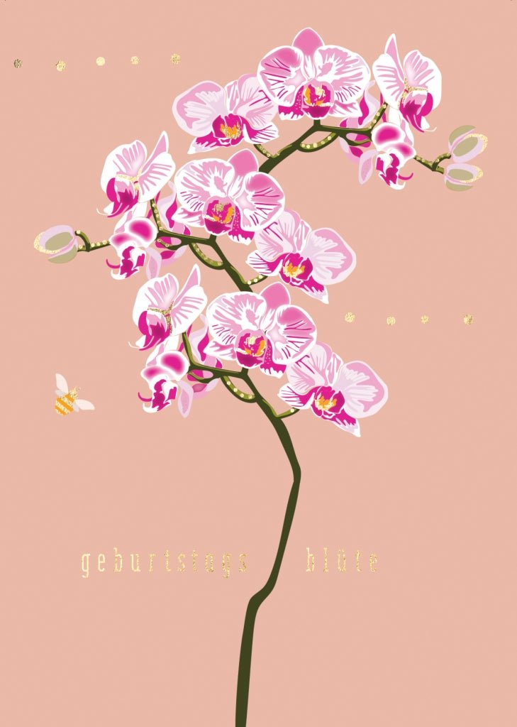 Geburtstagspostkarte Spruch Orchidee Geburtstagsblüte