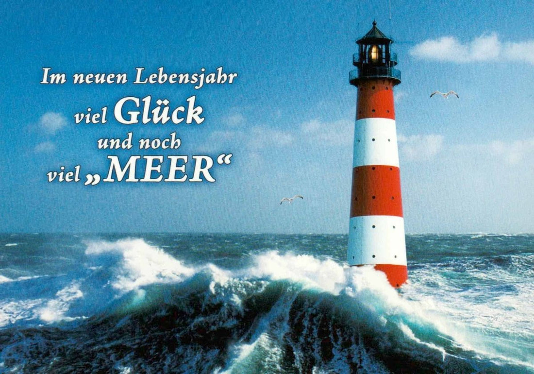 Geburtstagspostkarte: viel Glück und noch viel "MEER"