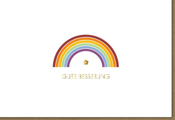 Genesungskarte Midoro - Gute Besserung Regenbogen Design, Farbenfrohe Erholungswünsche für Freunde & Familie, Positiv Kraftvolle Aufmunterung bei Krankheit, Gelbe Recovery Besserungsgrüße voller Hoffnung & Zuversicht