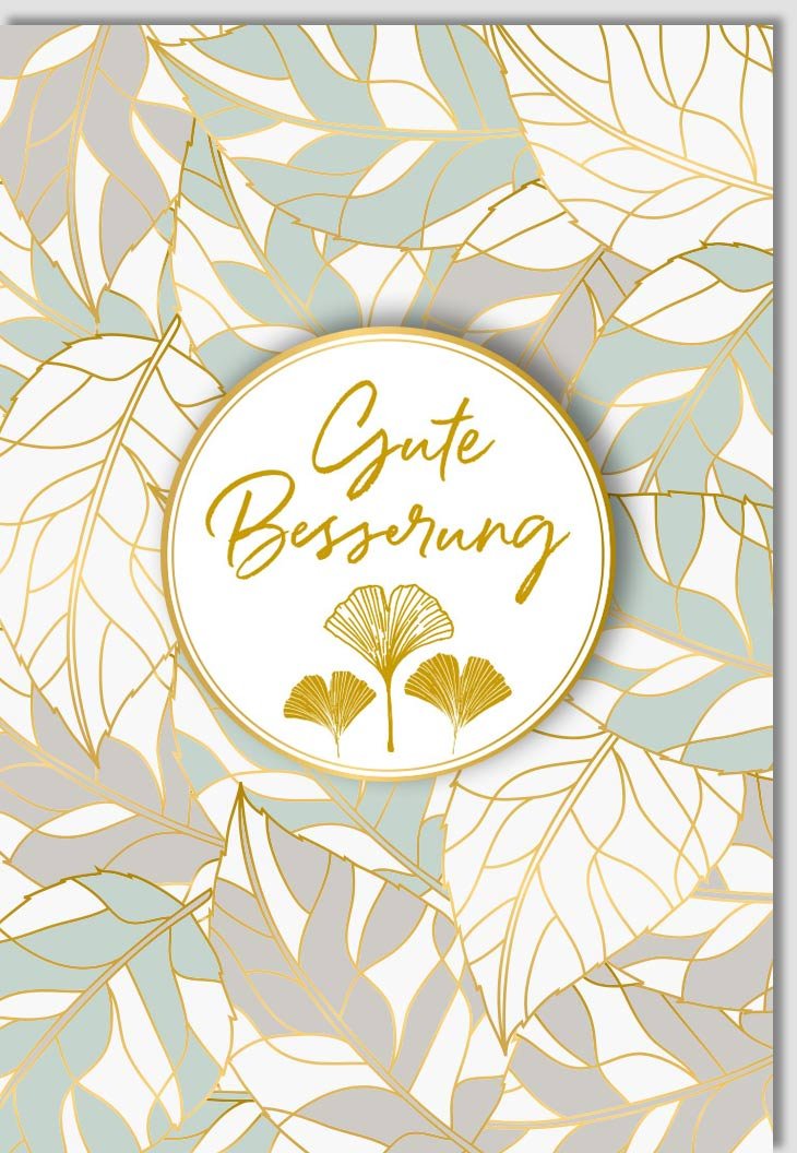 Genesungskarte "Schnelle Erholung" - Elegante Gute Besserung Doppelkarte mit Goldener Applikation, Stilvolles Design für Gesundheit & Hoffnung, Schlichte Eleganz mit Goldkontur für Aufmunterung