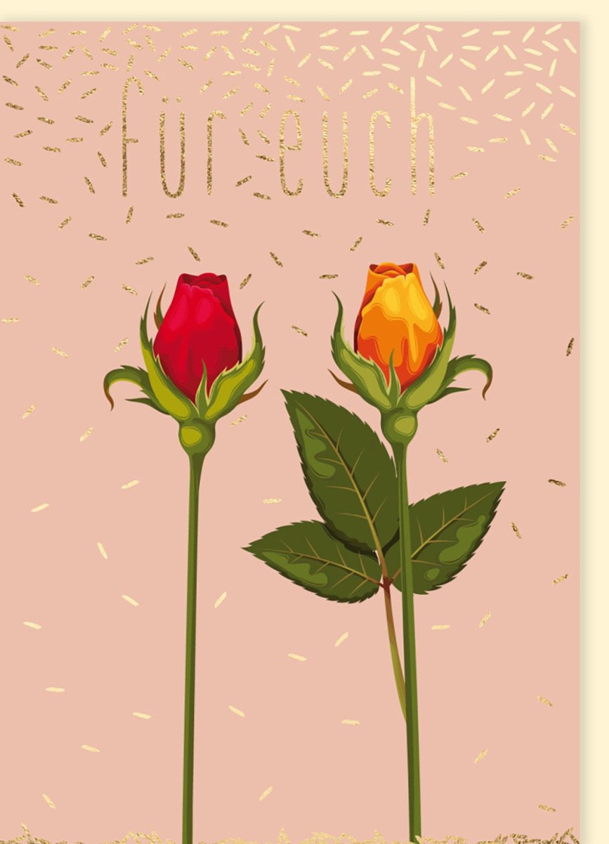 Glückwunschkarte für jeden Anlass - Elegante Rosen - Doppelkarte, Neutraler Gruß & Gratulation, Feier - Celebration