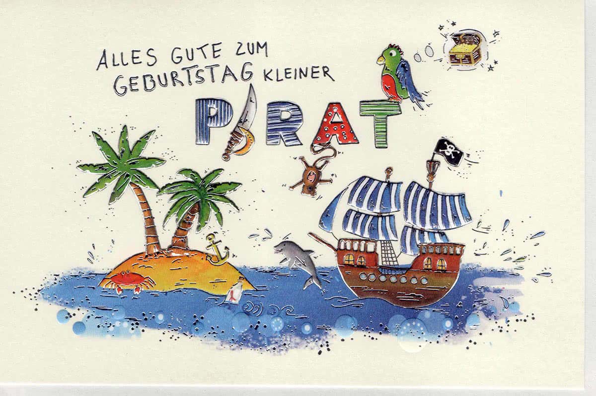 Glückwunschkarte Geburtstag Junge premium: kleiner Pirat