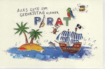 Glückwunschkarte Geburtstag Junge premium: kleiner Pirat