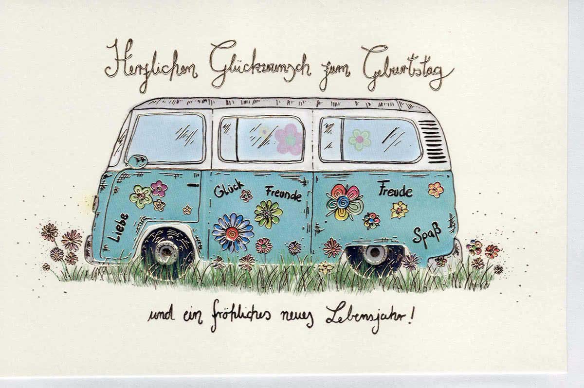 Glückwunschkarte Geburtstag premium: Bulli