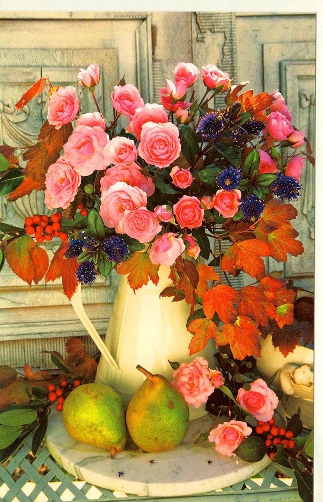 Grußkarte ohne Text Herbstmotiv Blumen Birnen