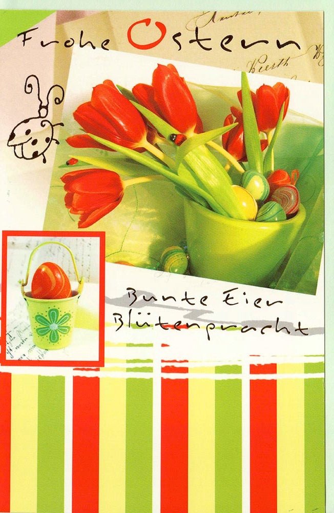 Grußkarte Ostern Bunte Eier blühen permanent