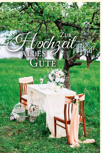 Hochzeitskarte - Elegante Doppelkarte für Glückwünsche zur Hochzeit, Liebe & Romantik, Vintage - Design mit Blumendekoration, Hochwertige Qualität